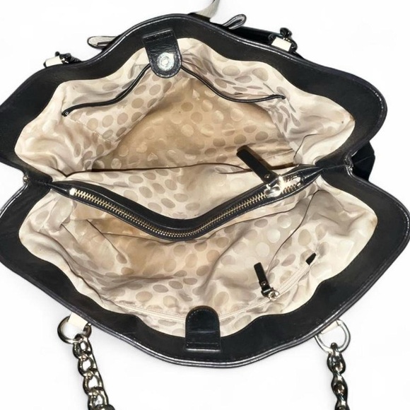 Kate Spade Black and Cream Leather Tote Bag with Bow - Picture 5 of 7